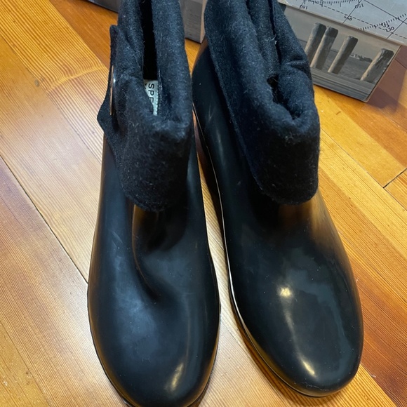 Sperry Top Sider Sadie Low Waterproof Black Rubber Boot Size 9M - Picture 2 of 10
